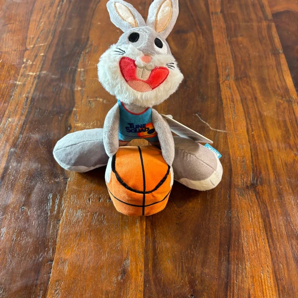 BARK Space Jam A New Legacy Bugs Bunny Plush Squeaky Crinkle Dog Toy M-L NWT